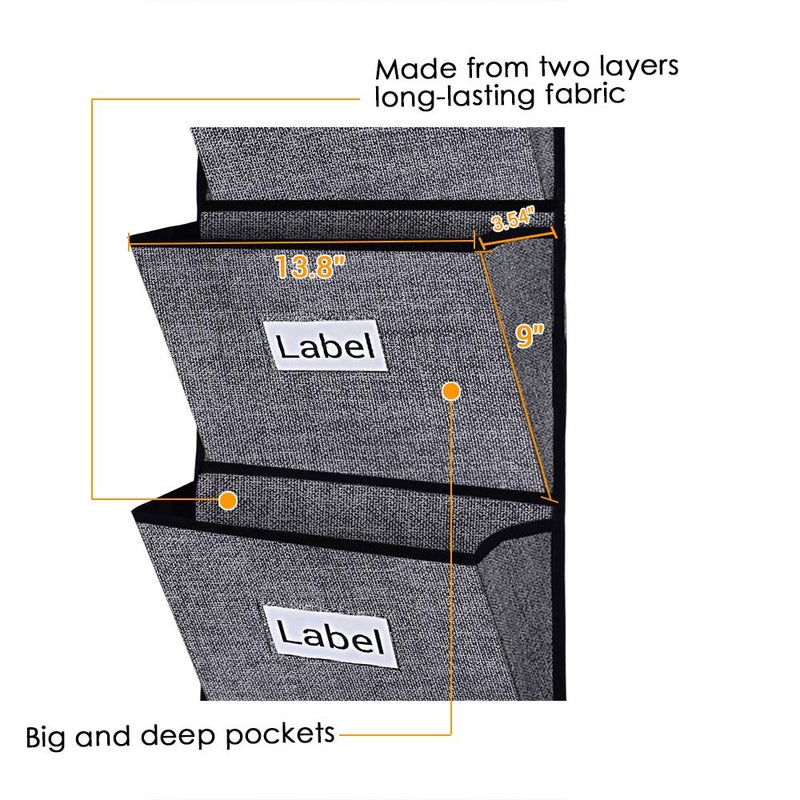 homyfort Over the Door File Organizer Hanging File Folders, Wall Organizers and Storage for Mail, Magazine, Notebooks, Planners, Office, Classroom, 5 Extra Large Pockets (Black with Pattern) - Image 1